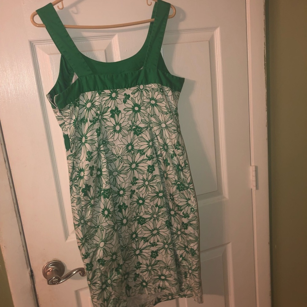 Green and white summer dress